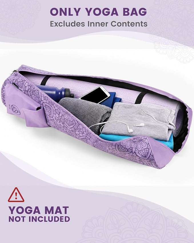 Gonex Yoga Mat Bag, Yoga Mat Carrier Full-Zip Exercise Yoga Mat Carry Bag for Women Men with 2 Multi-Functional Storage Cargo Pockets Extra Wide Adjustable Shoulder Strap