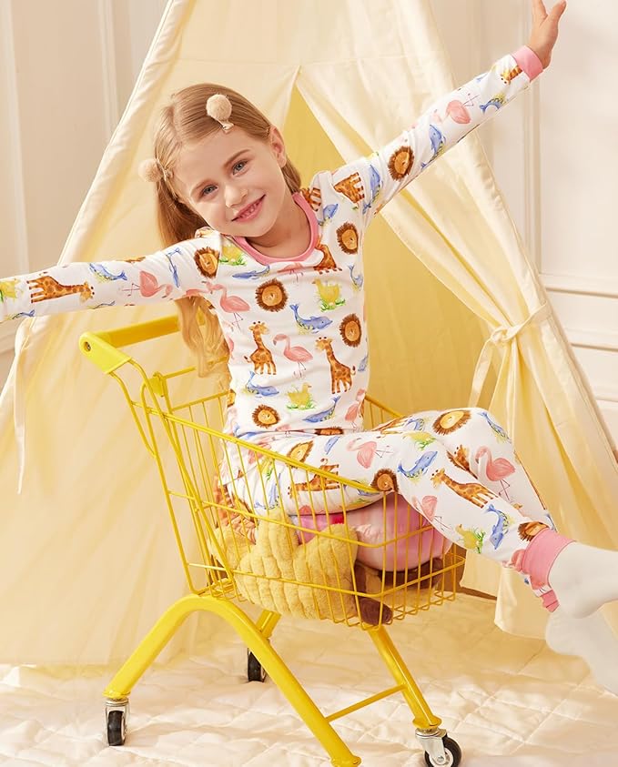 Bamboo Viscose Toddler Girls Kids Pajamas Unicorn Mermaid Pjs Long Sleeve Snug fit 12M-8Y 2pcs Soft Jammies