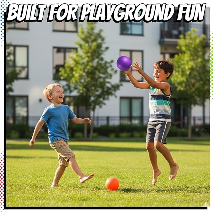 5” Playground Balls for Toddlers & Kids - (6 Pack) Inflatable Rubber Bouncy Dodgeball Balls w/Pump - Small & Colorful for Four Square, Gym, Backyard, Recess, Sports, Preschool & Kindergarten Games