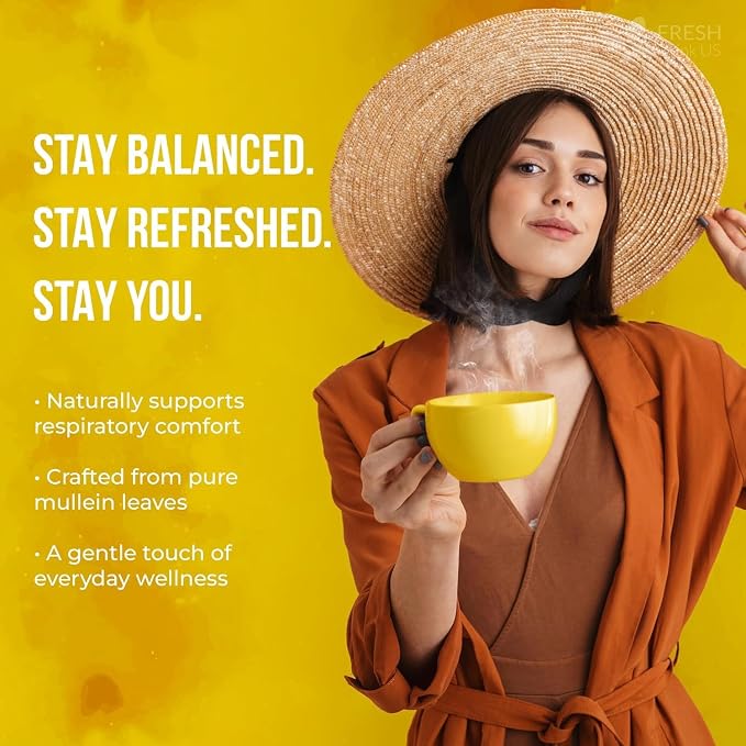 FreshDrinkUS, Premium 120 Mullein Leaf Tea Bags For Lung, 100% Natural & Pure from Mullein Leaves. Loose Leaf Mullein Herbal Tea. Made with Natural Material Tea Bags. No Sugar, No Caffeine, No Gluten, Vegan.