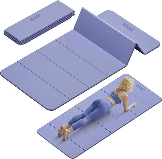 Foldable Yoga Mat,74"Lx32"Wx1/3"Thick,Folding Exercise Mat,Non-slip Wide Pilates Mats for Home Workout/Travel, Portable Yoga Mat Thick for Yoga/Pilates/Camping/Floor Exercises