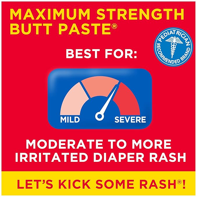 Boudreaux’s Butt Paste Max Strength Diaper Rash Cream for Baby, Ointment With Zinc Oxide, 14 oz Flip-Top Jar (Pack of 2)