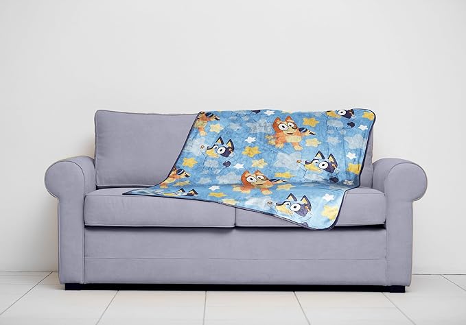 Jay Franco Kids Plush Throw Blanket – Soft & Cozy Fleece Throw for Bedroom & Couch Décor, Official Licensed Product, Blue - Bluey, 40x50 - Travel Blanket