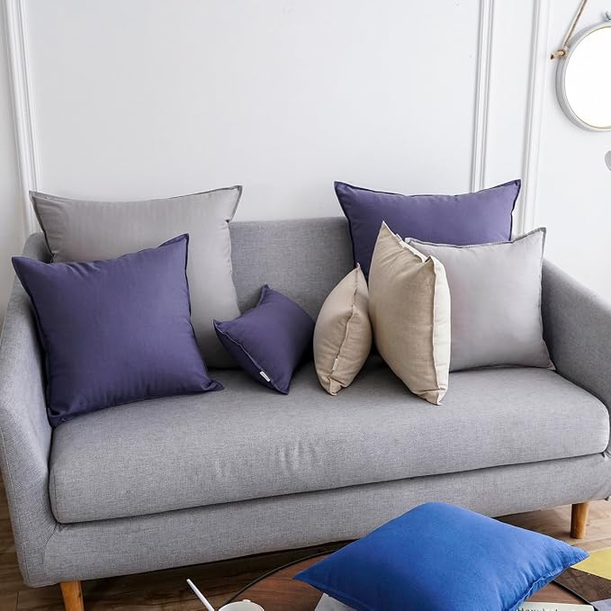 Jeanerlor Cotton Linen Soild Decorative Yellow 12"x20" Lumbar Throw Pillow Case Cushion Cover with Twin Needles Stitch on Edge for Coffee Shop/Bar/Balcony (30 x 50cm)