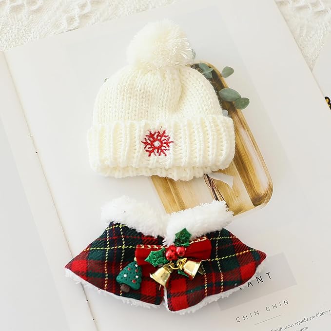 17cm Doll Clothes for,Doll Outfit Set Knitted Clothes Accessories 2-Piece of Christmas Hat & Capes Set or Christmas Tree Sweater for 6.7in Dolls Winther Clothing (Happy Bell)