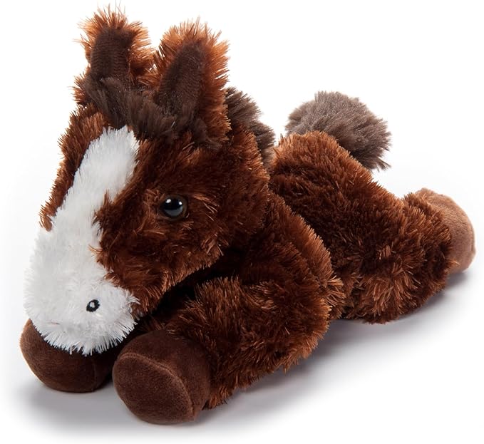 The Petting Zoo Horse Stuffed Animal Plushie, Gifts for Kids, Scoopz Wildlife Animals, Brown Horse Plush Toy, 8 inches