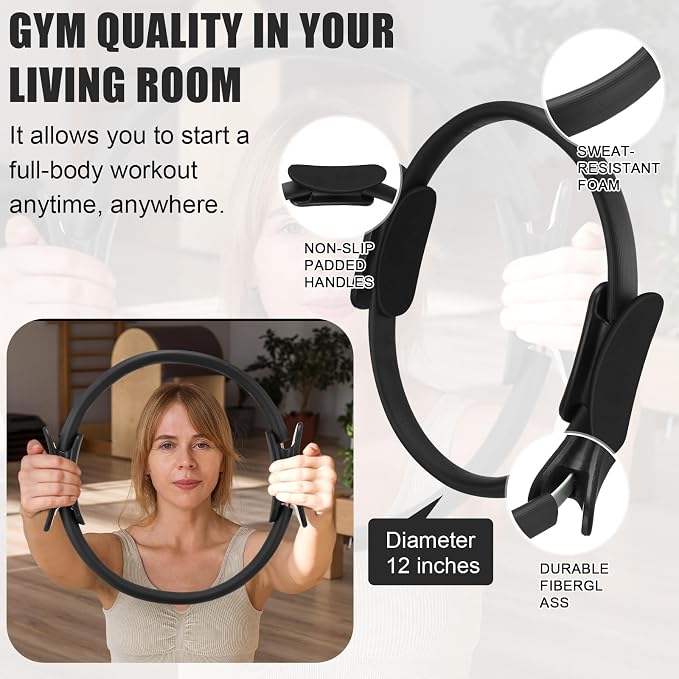 Silipull 10 Pcs Pilates Ring Blocks Set for Women Home Yoga Equipment Accessories Pilates Ring Circle and Ball Workouts Gift Include Ball Yoga Circle Resistance Bands Block Straps Gym Bag