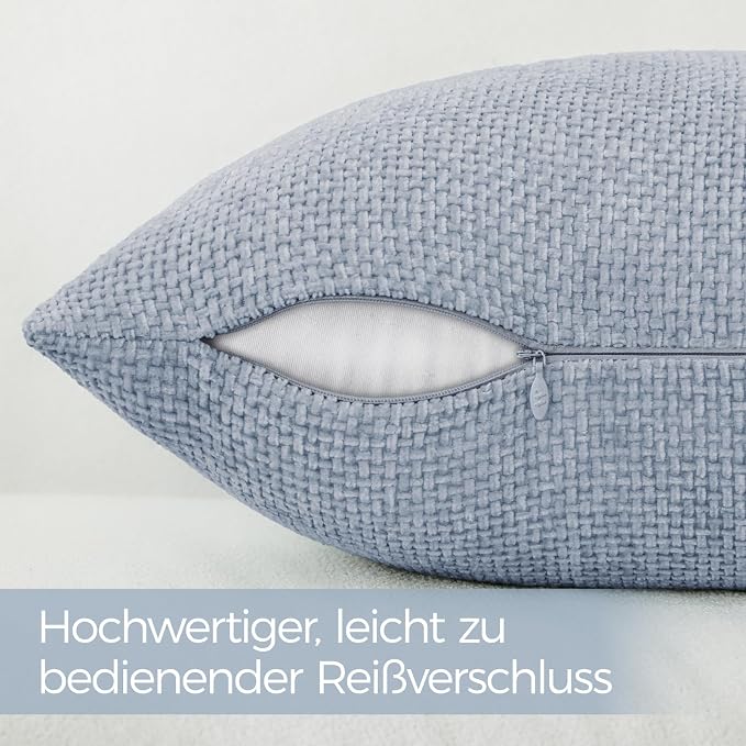 a moment Light Blue Chenille Throw Pillow Covers 12x20 Inch Pack of 2 Modern Decorative Throw Pillow Covers Farmhouse Cross Covers Home Decor for Sofa Bedroom Living Room