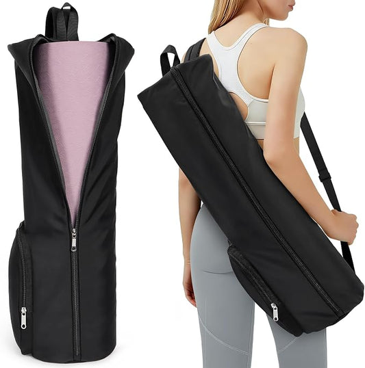 Yoga Mat Bag with Comfort Shoulder Strap and Side Pocket, Waterproof Yoga Mat Carrier Holder for Women and Men, Large Opening Pilates Bag for Workouts, Gym, Exercise