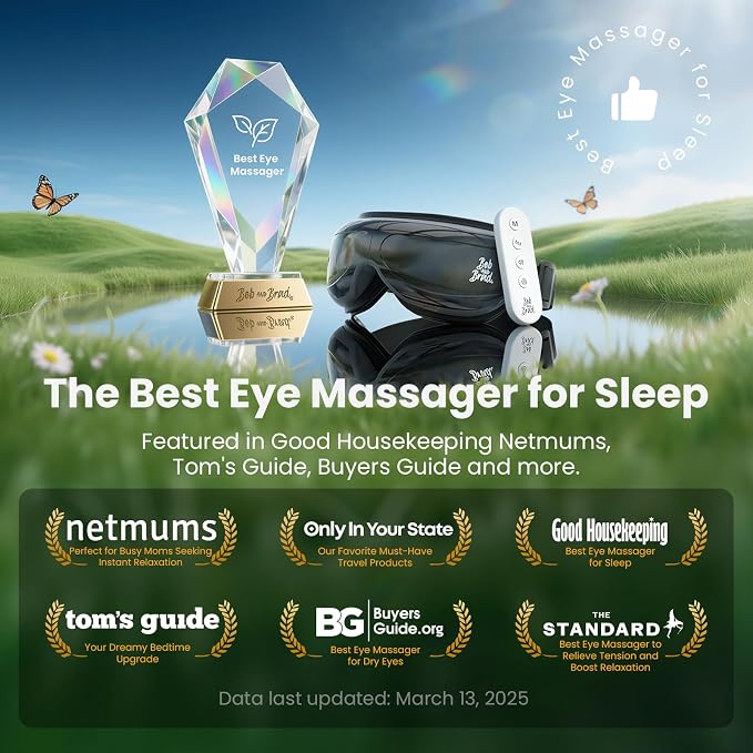 BOB AND BRAD Eye Massager with Heat, Birthday Gifts for Women Men FSA Eligible HSA, Eye Mask with Remote Control, Headache Massager for Migraines Dry Eye Stress Relief Improve Sleep, EyeOasis 2 Plus