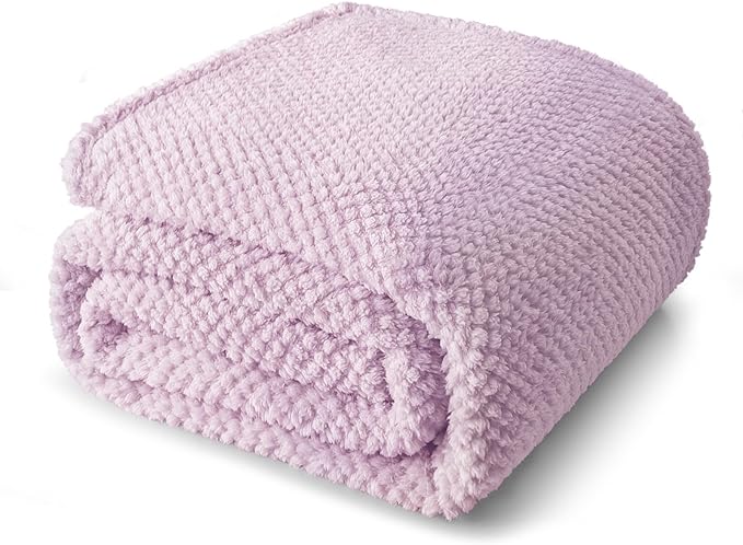 Whale Flotilla Soft Fleece Twin Size Bed Blanket, Lilac | 60x80 Inch, Suitable for Bed, Fluffy Fuzzy Jacquard Blankets for All Season, Lightweight and Cozy