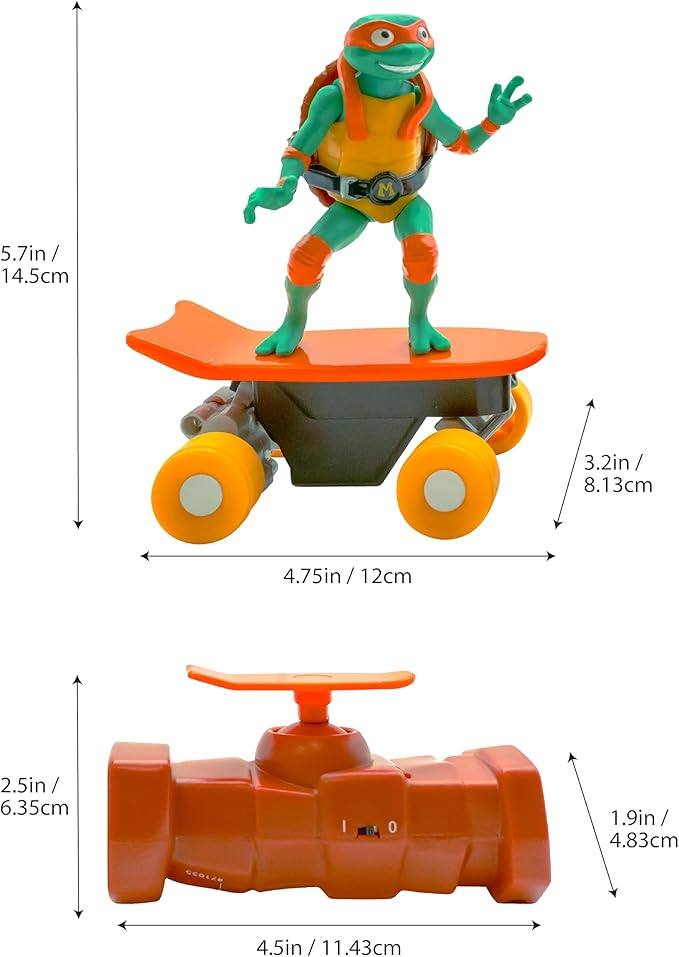 Teenage Mutant Ninja Turtles Michelangelo Half Pipe RC Vehicle Movie Edition Ages 5+ - Skate + Performs Tricks - 2.4GHz RC Controller