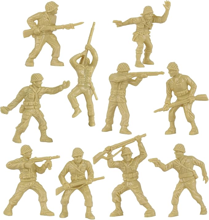 BMC Classic Tan Plastic Army Men - 40pc WW2 Soldier Figures - Made in USA