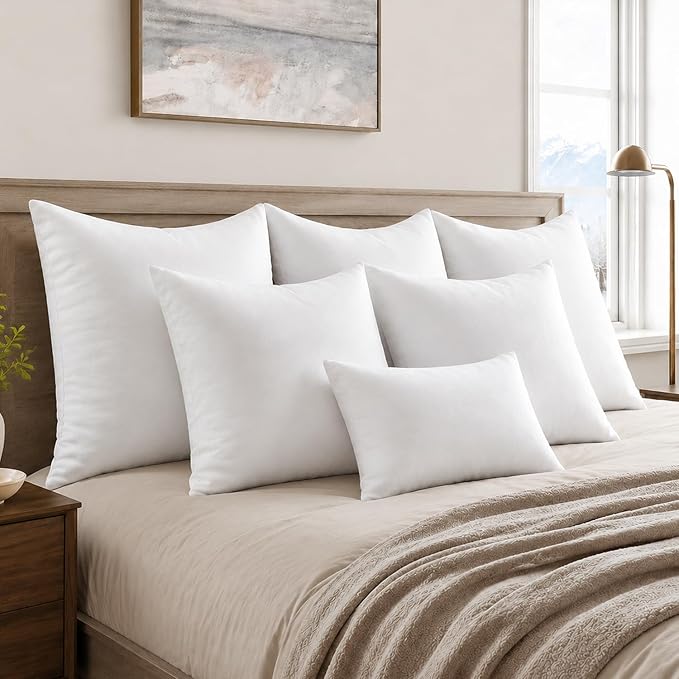 MIULEE 24x24 Euro Pillow Inserts 2 Pack, Throw Pillows for Couch Bed | 100% Virgin Filling, Decorative Pillows, Full and Fluffy, Lumbar, Back and Neck Support