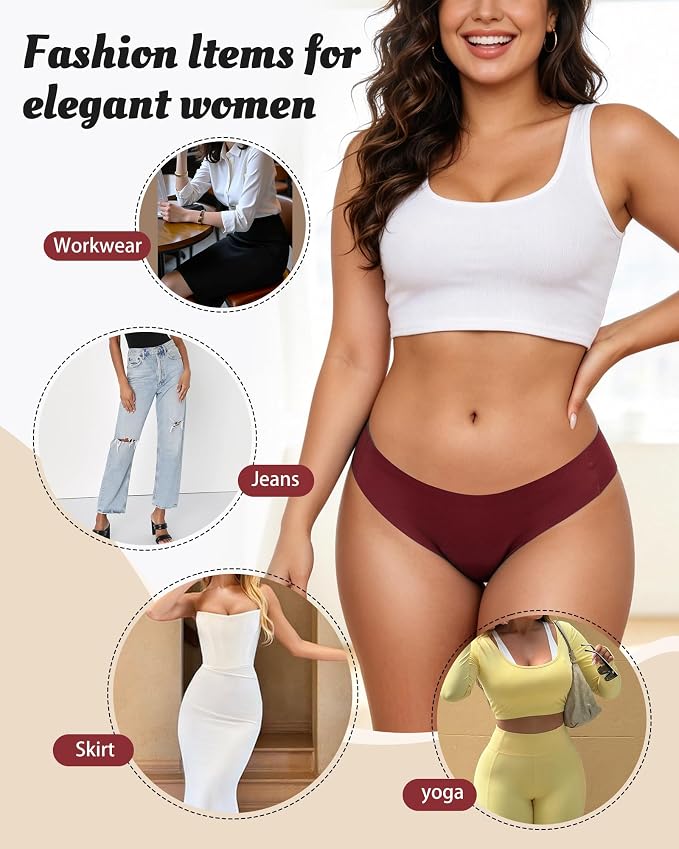 LEVAO Seamless Thongs for Women Invisible Toe Thong No Show Camel Proof Underwear Thong Panty Liners Workout G-Strings