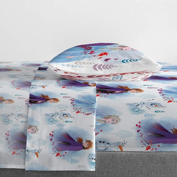 Jay Franco Kids Sheet Set with Fitted, Flat Sheets & Pillow Cover - Ultra-Soft Bedding with Pillowcase for Room Decor, Multi - Frozen, 3 Piece Twin