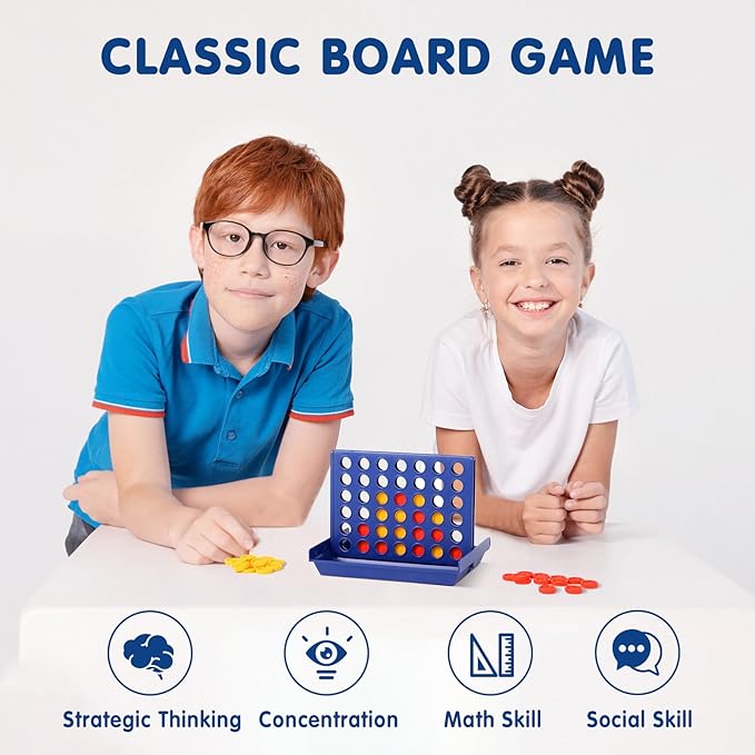 Pup Go 2-Pack Mini Pocket Sized 4 in a Row Board Game for Kids Ages 3+, Perfect Travel Sized Classic Games for Planes and Cars, Fun and Engaging Match Four Game for Children Ages 3 to 8 Years Old