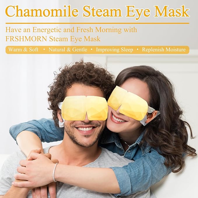 32Packs Steam Eye Mask, Heated Eye Mask for Sleeping, Warm Compress for Eyes, Self Heating Disposal Steam Mask for Home Sleep, Office, Spa, Travel Essentials Mothers Day Gifts (Chamomile)