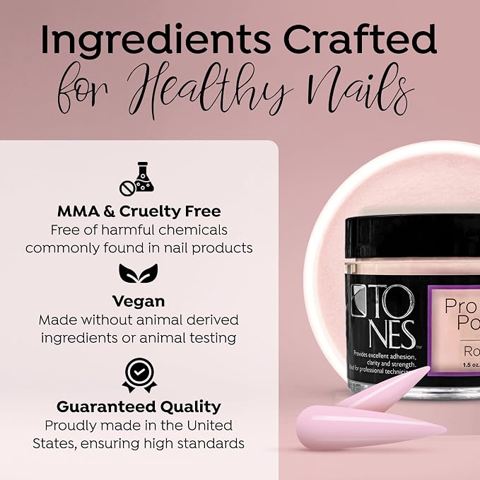 TONES Creamy Pink Acrylic Nail Powder – Royal Pink (Soft Creamy Pastel Pink) | Professional-Grade Non-Yellowing Polymer | Extensions & 3D Art | Salon & Home Use | USA Made (1.5 oz)