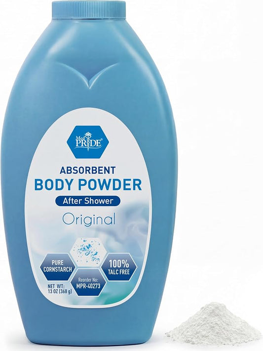 MED PRIDE Talc-Free Cornstarch Body Powder, Original Scent, 13 oz Bottle
