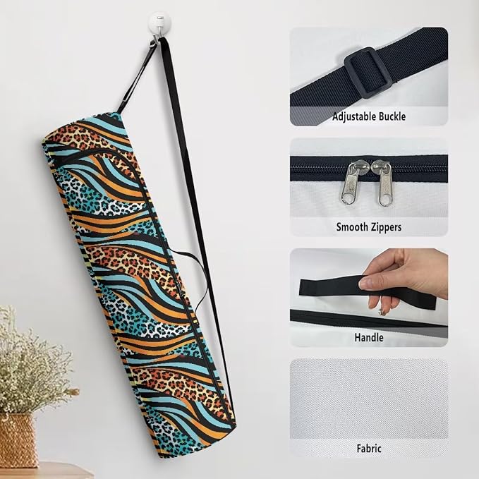 Yoga Mat Bag with Adjustable Shoulder Strap and Handle Zipper, 30in Wide x 6.3in Diameter for Yoga Mat Storage