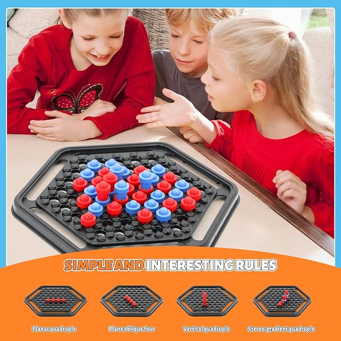 Board Games for Kids 8-12, Connect 3D Four in A Row Game, 2 Players Strategy Fun Family Chess Board Games for Adults, Road Trip, Party Game Night, Parent-Child Bonding, Birthday Gift