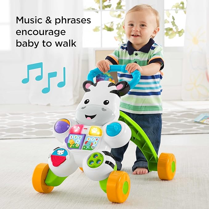Fisher-Price Baby Push Toy Learn with Me Zebra Walker Musical Learning Activity with Lights & Fine Motor Play for Infants Ages 6+ Months (Amazon Exclusive)