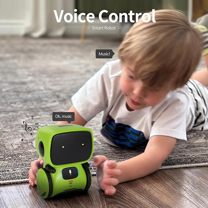 GILOBABY Kids Robot Toys, Smart Talking Robot with Voice Control Touch Sensor, Dancing, Singing, Recording, Repeat, Gift for Boys Age 3+ Years (Green)