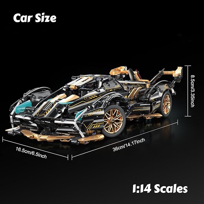 Chodia Sport Racing Car Building Block Sets for Adults, Remote Control 1:14 Race Supercar Toys Kits with LED RC Collectible MOC Model Birthday for Boys Teens Men Age 8-12 12-16,14+