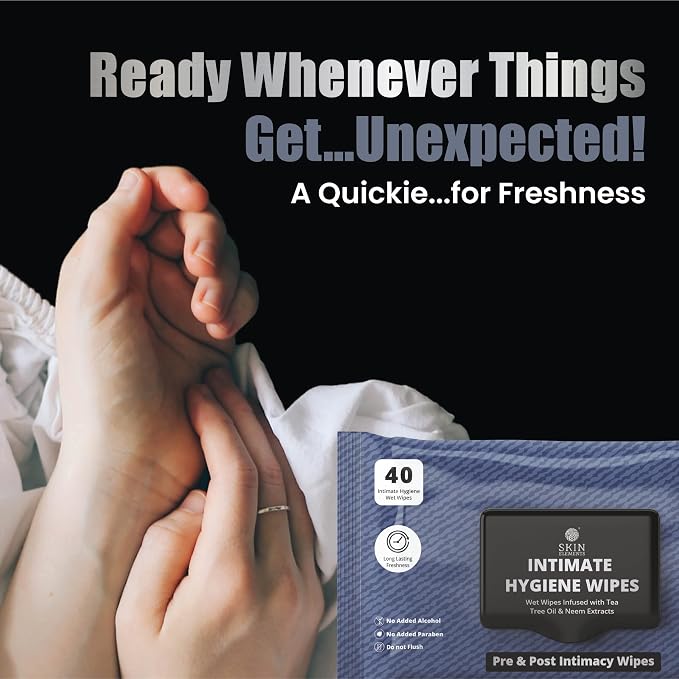 Skin Elements Intimate Hygiene Wet Wipes | Unisex | pH balanced Wipes | Tea Tree Oil & Neem Extracts | 80 Intimate Wet Wipes | Pre and Post Intimacy | Pack of 2