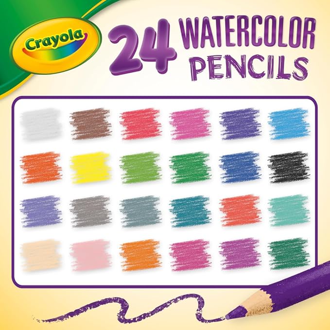 Crayola Watercolor Colored Pencils (24ct), Watercolor Paint Alternative, Watercolor Pencil Set for Kids, Art Supplies, Gift for Kids, 3+