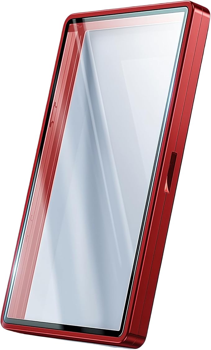 UV-Resistant Magnetic Metal Slab Case for 35pt PSA, BGS, CGC Graded Cards. High Alumina Glass, Multi-Point Magnetic Lock, Durable Metal Frame, Stackable Design. Red