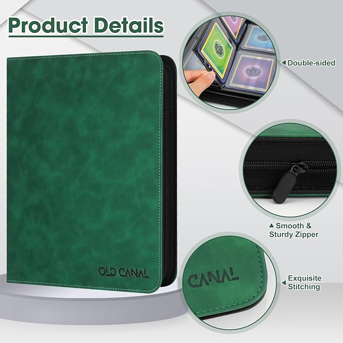 Top Loader Binder, 4 Pockets Card Binder Holds 112 Top Loaders, Premium Trading Card Collection Holder, Top Loader Storage Album for TCG, Sports Cards, Dark Green (FOR TOP LOADERS ONLY)
