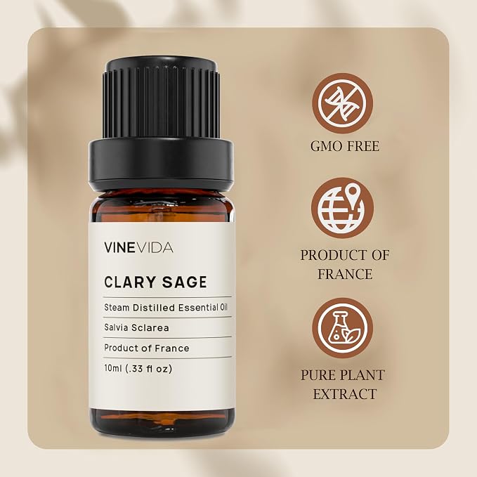 VINEVIDA Clary Sage Essential Oil 10 mL - Undiluted Candle Scent DIY Scents for Candlemaking Soap Making