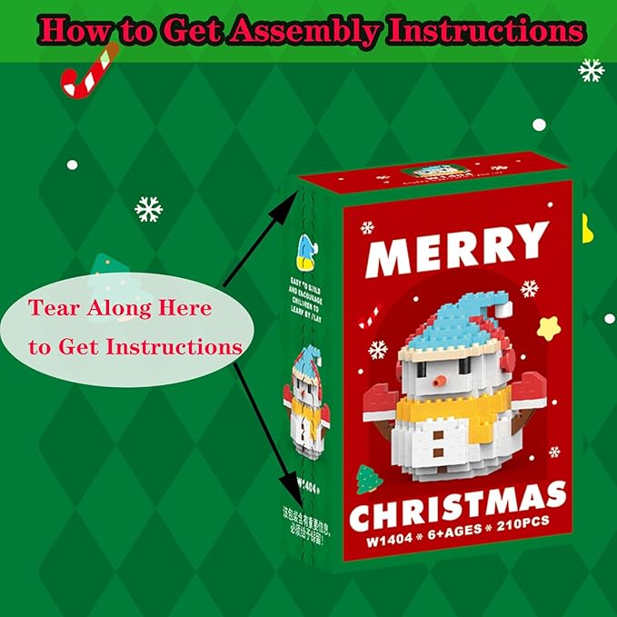 Christmas Building Blocks Compatible for Lego Christmas Snowman Micro Blocks Stacking New Toys Holiday Present Box New Year Gifts for Kids Ages 6+ Boys and Girls(Snowman)