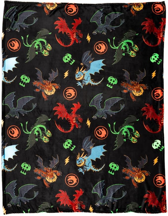 How to Train Your Dragon Toothless Kids Bedding Super Soft Plush Cozy Throw, 46 in x 60 in, (Officially Licensed Product) By Franco