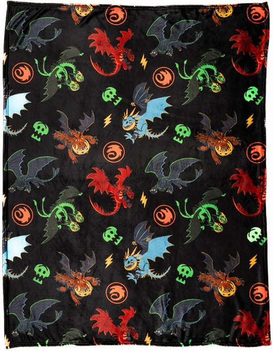 How to Train Your Dragon Toothless Kids Bedding Super Soft Plush Cozy Throw, 46 in x 60 in, (Officially Licensed Product) By Franco