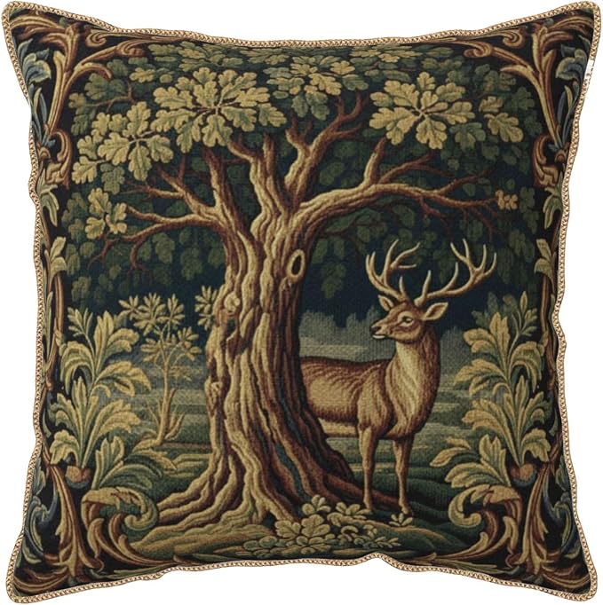 Vintage Green Deer Tree Velvet Pillow Covers 20x20 Inch Retro Reindeer Forest Throw Pillows for Couch Cushion Covers Pillowcase Boho Animal Farmhouse Pillow Cases for Sofa Bed Bedroom