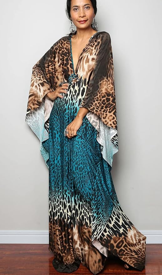 Venasha Womens Caftan Floral Print Kaftan Dress Short Sleeve Swimsuit Cover up Loungewear for Summer