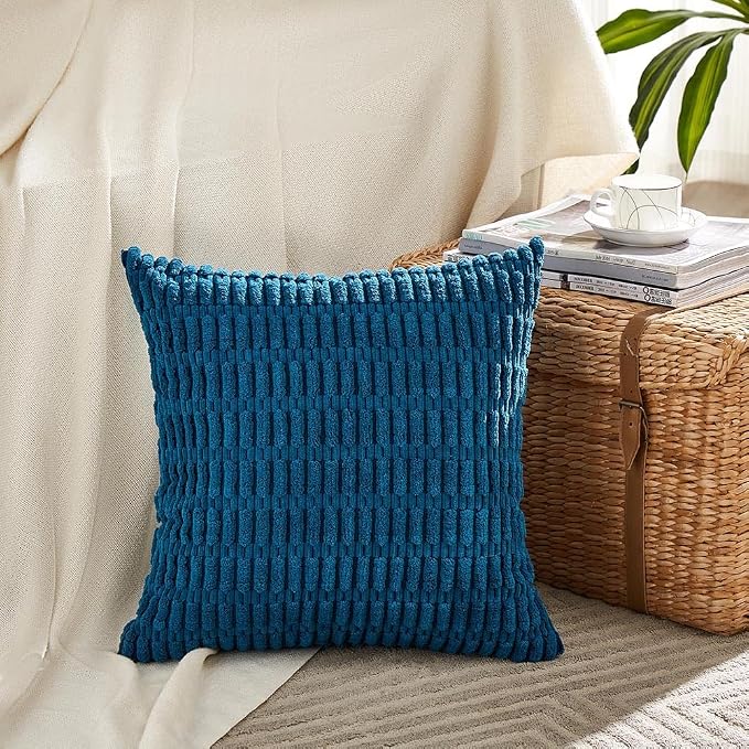 Fancy Homi 4 Packs Decorative Throw Pillow Covers for Living Room Couch Bed, Modern Farmhouse Boho Home Décor Accent Cushion Case, 18" x 18", Teal