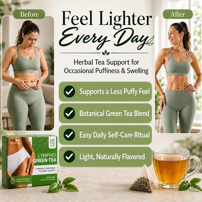Bruizex Lymphatic Green Tea, Lymphatic Drainage Cleanse & Detox, Natural Herbal Blend for Lymphatic System Health, Post Surgery Recovery Liposuction, BBL, Tummy Tuck, Lipedema & Lymphedema, 30-Pack