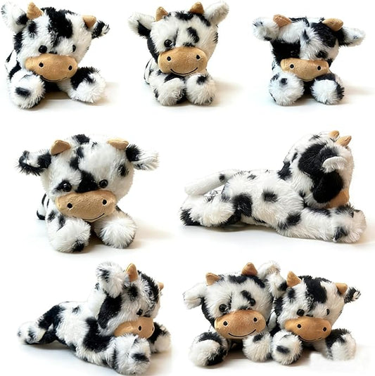 Cute Cow Plush Stuffed Animal Doll Toy 10 inch for Girls Boys One Pieces（Each one has a Different Pattern） (pa Cow bd Black)