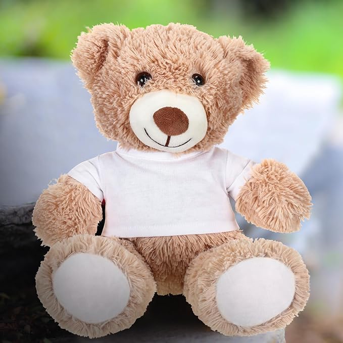 Bear Tee Shirt Fit 8-10inch Bear Clothes Stuffed Animal Clothes Shirt Basic Stuffed Bears Dolls Shirt, White