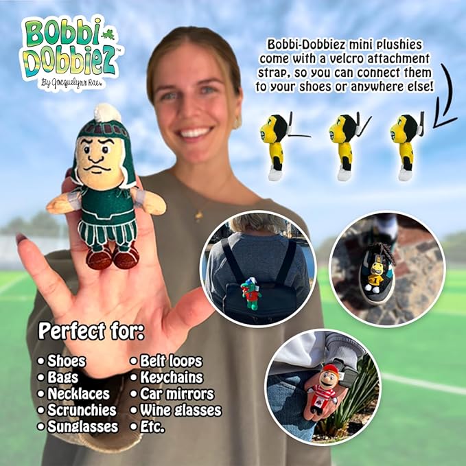 Bobbi-Dobbiez Attachable Plushie University of California (Berkeley) Oski Mascot – Attaches to Backpacks, Bags, Shoes, Water Bottles, and More