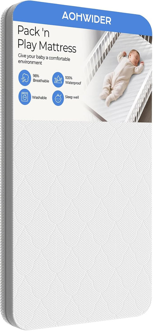 38x26 Pack n Play mattresses: 1.5" Thick Dual Side Gel Memory Foam Pack and Play Mattress pad Fit for graco/Baby Trend Pack n Play - All-Season Design - Exact Fit Pack n Play and playpen