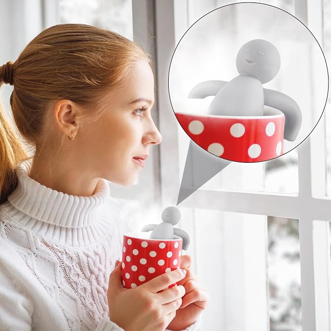 Hicarer 4 Pieces Tea Infuser for Loose Tea Cute Fine Mesh Tea Strainer Stainless Steel Tea Filter Ball Tea Diffuser Steeper for Teacups Teapots (Gray,Blue,Rose Red,Yellow)
