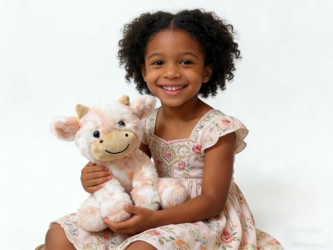 Cute Cow Plush Stuffed Animal Doll Toy 8 inch for Girls Boys (sit Cow CAI Orange)