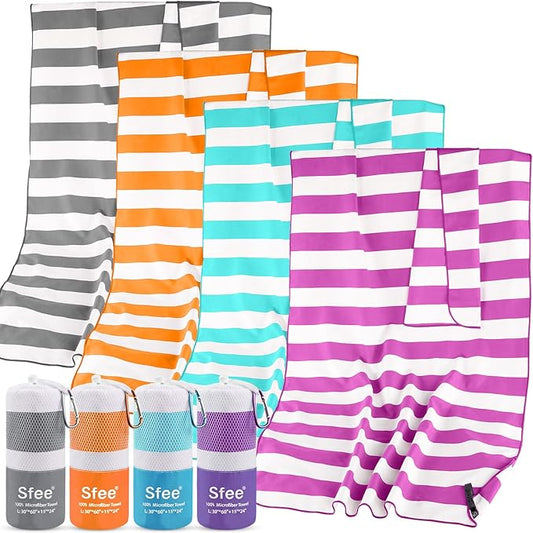 Sfee 2 in 1 Microfiber Travel Towel, Quick Dry Towel Camping Towel Beach Towel Super Absorbent Compact Lightweight Sports Gym Towel Set for Gym, Hiking, Pool, Bath, Yoga (Small: 32''x16'')