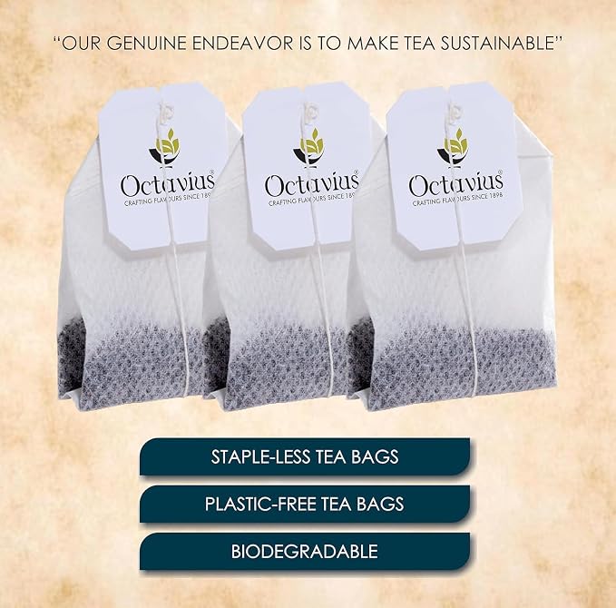 Octavius English Breakfast Black Tea Bags | Strong Indian CTC Tea for Milk | Rich & Malty Flavor | Premium Black Tea for Morning Energy | English Breakfast Tea | 50 Tea Bags Pack