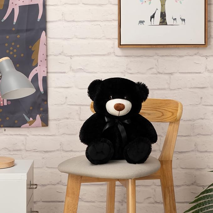 Super Color Teddy Bear Stuffed Animals Plush Toy for Children Girlfriend Family Congratulations Baby Shower Birthday Black 14 inch